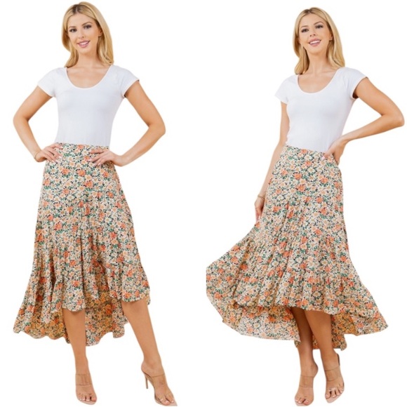 PETAL + PUP Dainty Floral High-Low Flowy Casual Skirt Women’s Size 4 - Picture 1 of 11